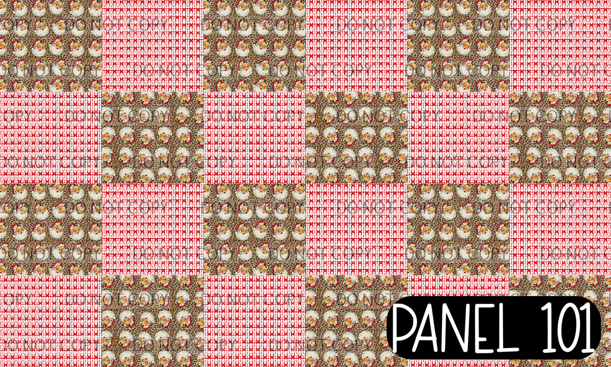Panel 101 – 12-1 Cheetah Santa Hoho Twisted Headband printed fabric panel preview