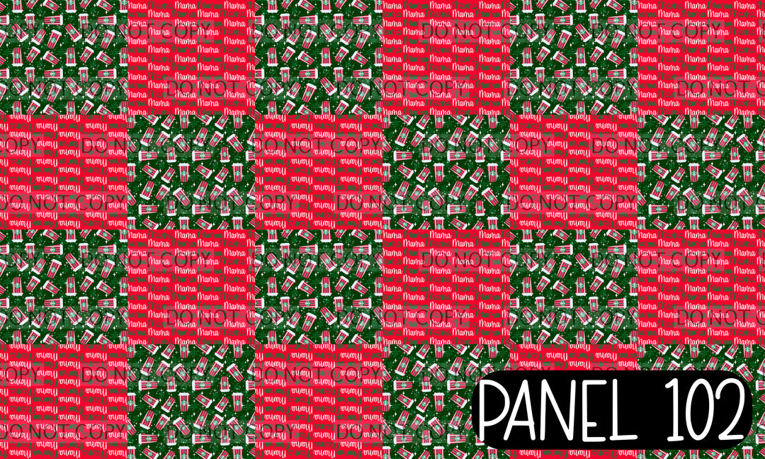 Panel 102 – 12-1 Christmas Coffee Mama Twisted Headband printed fabric panel preview