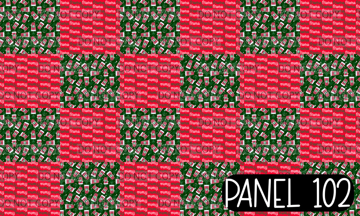 Panel 102 – 12-1 Christmas Coffee Mama Twisted Headband printed fabric panel preview