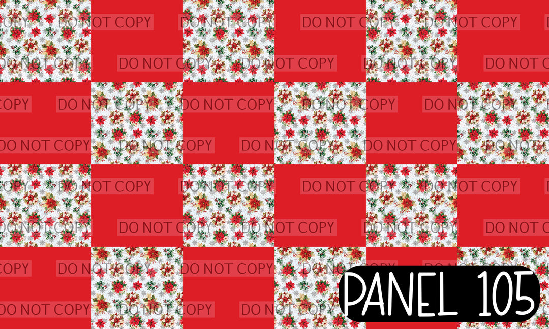 Panel 105 – 12-1 Christmas Floral Snow Red Solid Twisted Headband printed fabric panel preview