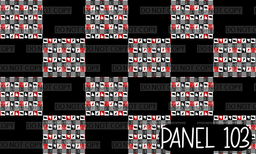 Panel 108 – 12-1 Christmas Deer Black Solid Twisted Headband printed fabric panel preview