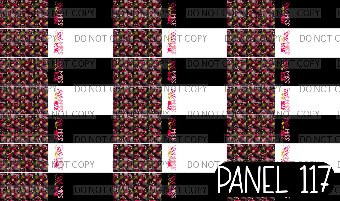 Panel 117 – Little Miss New Year White Black 5in Bundle printed fabric panel preview