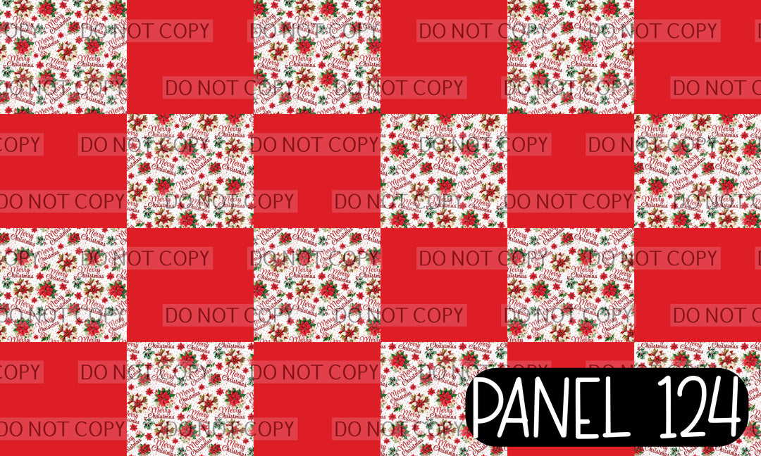 Panel 124 – 12-1 Merry Christmas Floral Red Solid Twisted Headband printed fabric panel preview