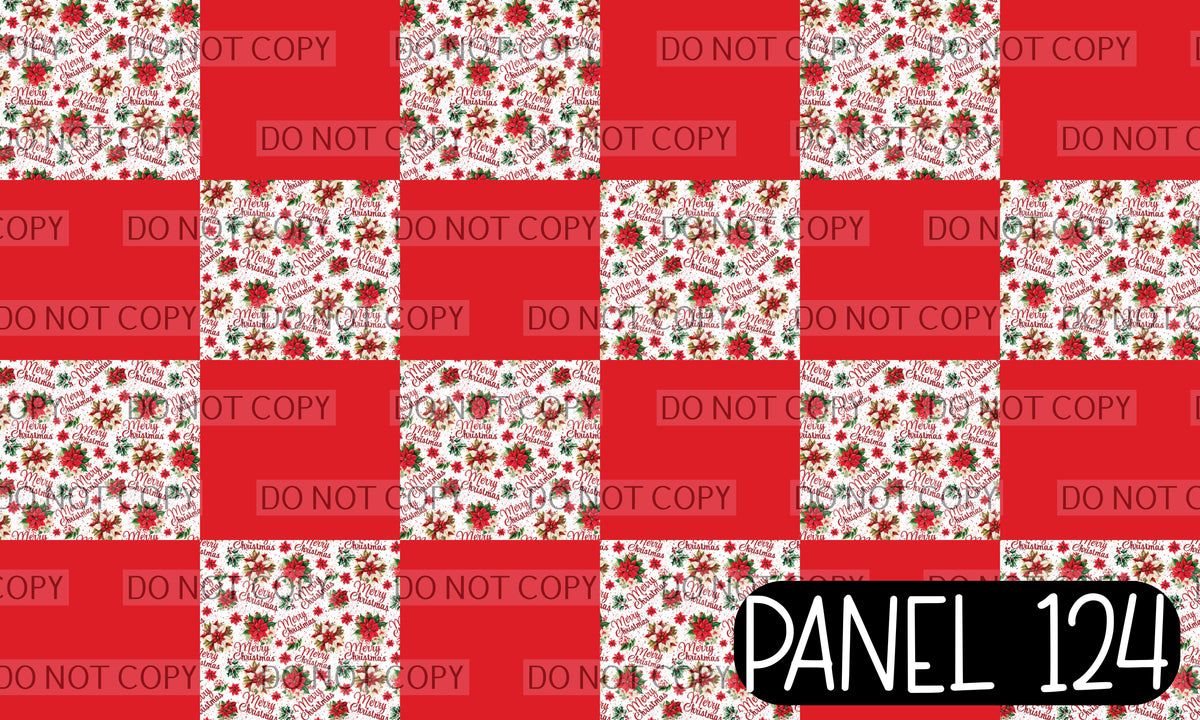 Panel 124 – 12-1 Merry Christmas Floral Red Solid Twisted Headband printed fabric panel preview