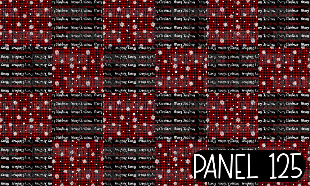 Panel 125 – 12-1 Merry Christmas Plaid Snow Twisted Headband printed fabric panel preview