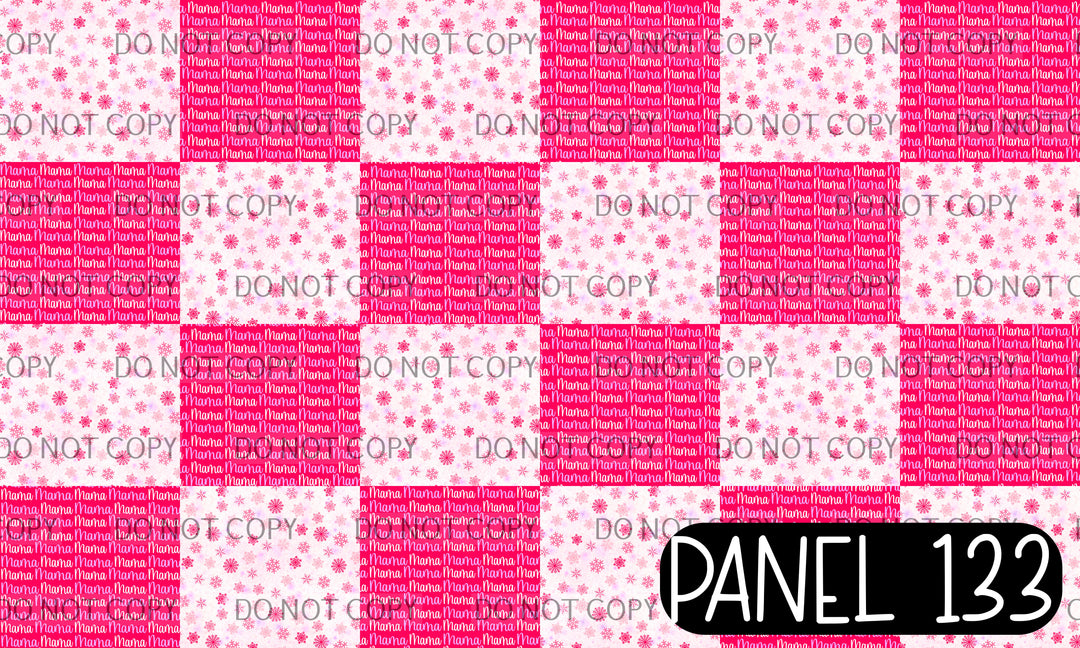 Panel 133 – 12-1 Pink Snowflakes Mama Twisted Headband printed fabric panel preview