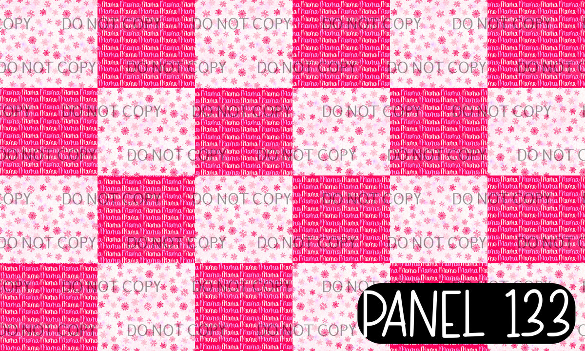 Panel 133 – 12-1 Pink Snowflakes Mama Twisted Headband printed fabric panel preview