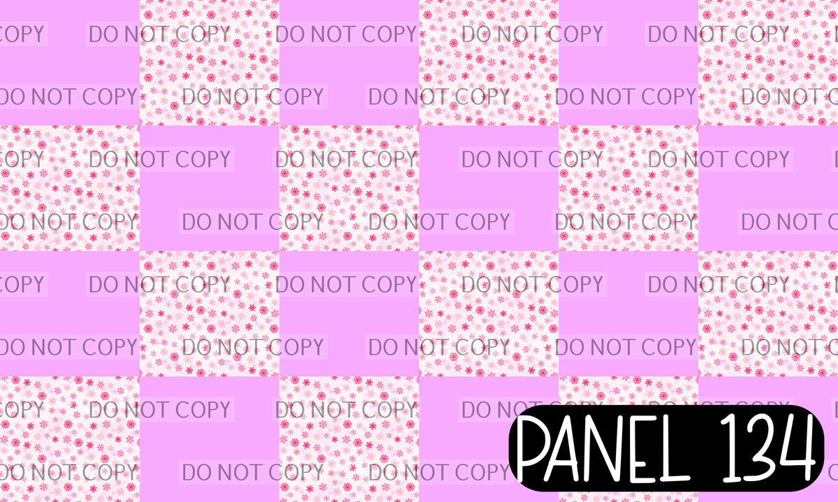 Panel 134 – 12-1 Pink Snowflakes Purple Solid Twisted Headband printed fabric panel preview