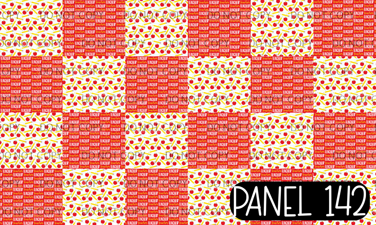 Panel 142 – Teacher Headband red printed fabric panel preview