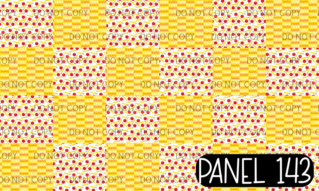 Panel 143 – 12-1 Teacher Headband yellow printed fabric panel preview
