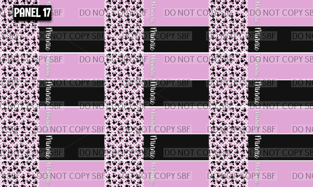 Panel 17 – 21-1 Minnie Checker purple black printed fabric panel preview