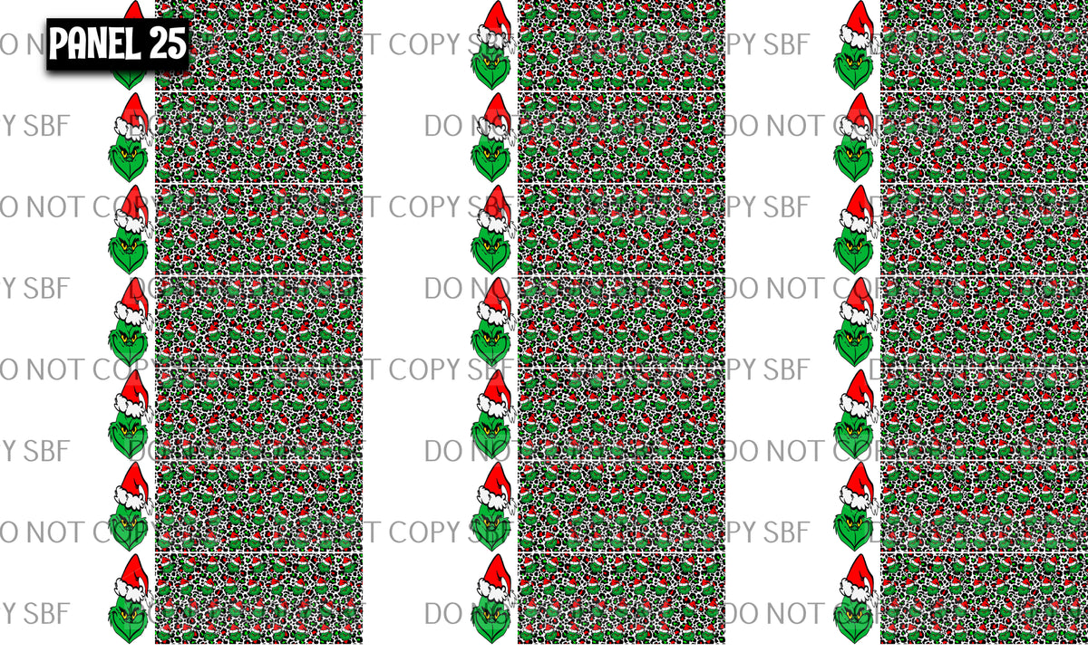 Panel 25 – 21-1 Grinch Cheetah printed fabric panel preview