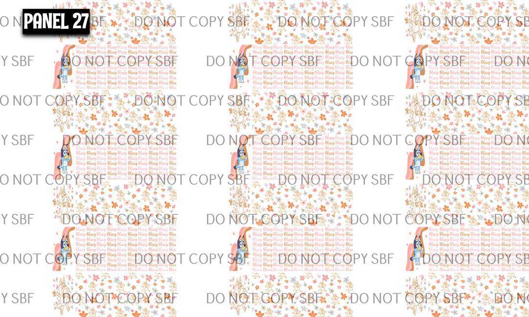 Panel 27 – 21-1 Bluey two tone printed fabric panel preview