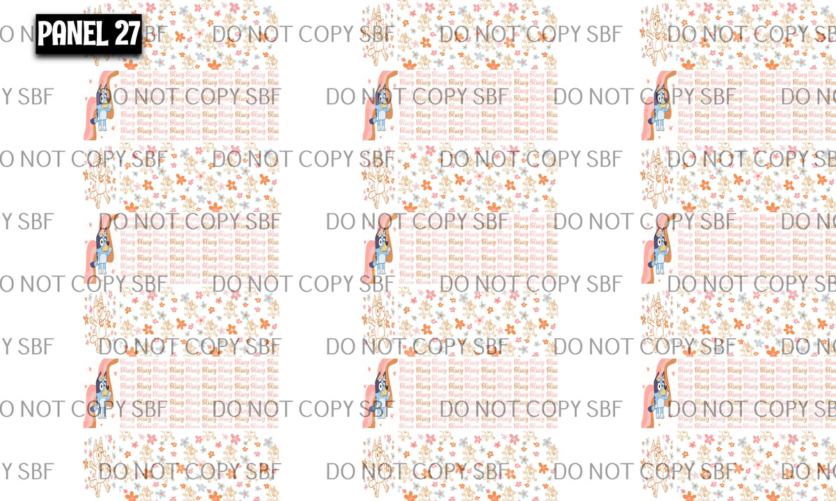 Panel 27 – 21-1 Bluey two tone printed fabric panel preview