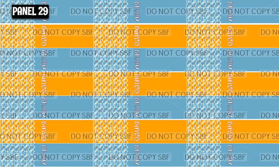 Panel 29 – 21-1 Bluey and Bingo two tone printed fabric panel preview