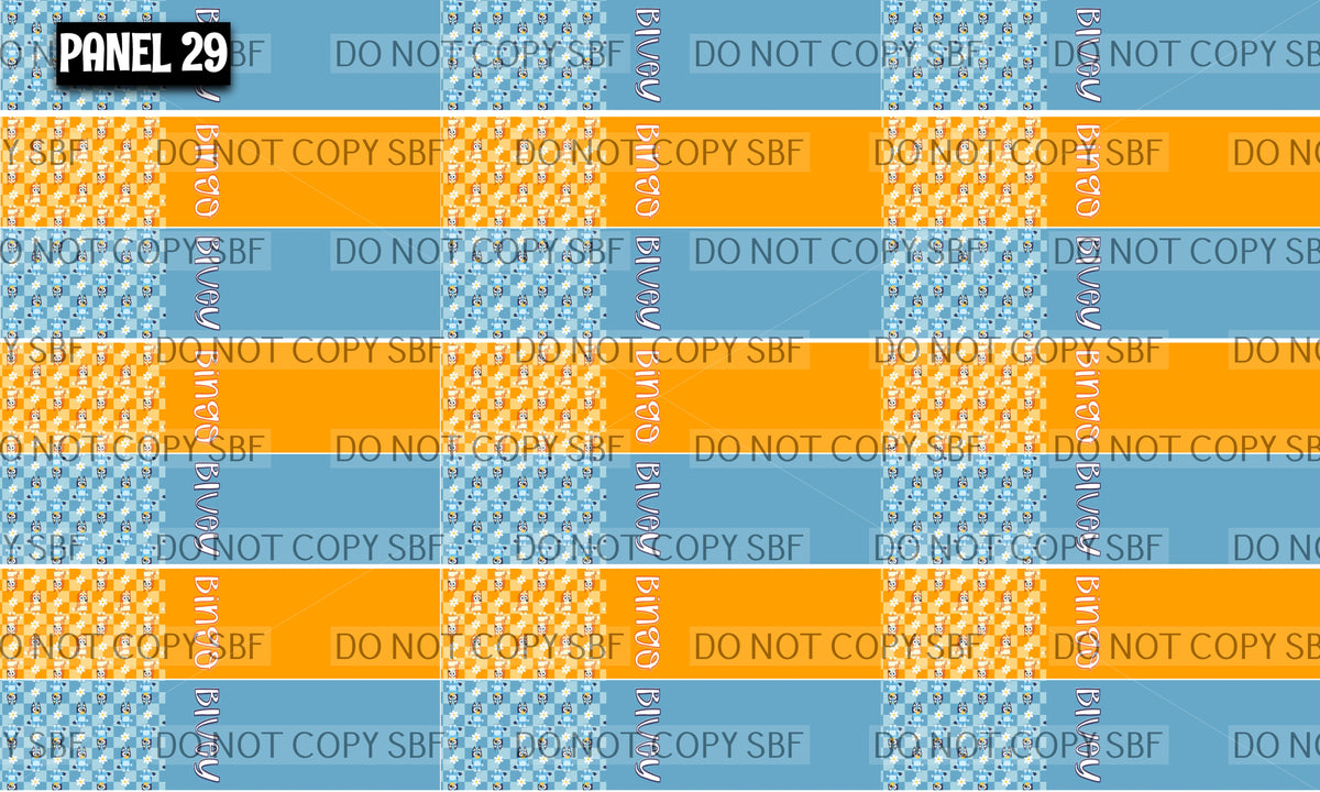 Panel 29 – 21-1 Bluey and Bingo two tone printed fabric panel preview