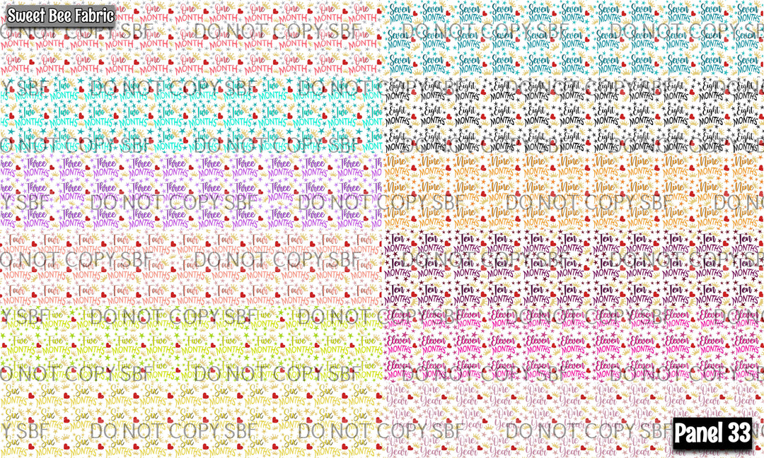 Panel 33 – New month milestone printed fabric panel preview