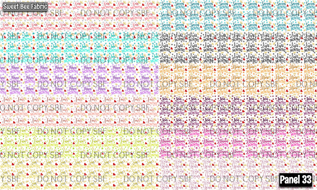 Panel 33 – New month milestone printed fabric panel preview