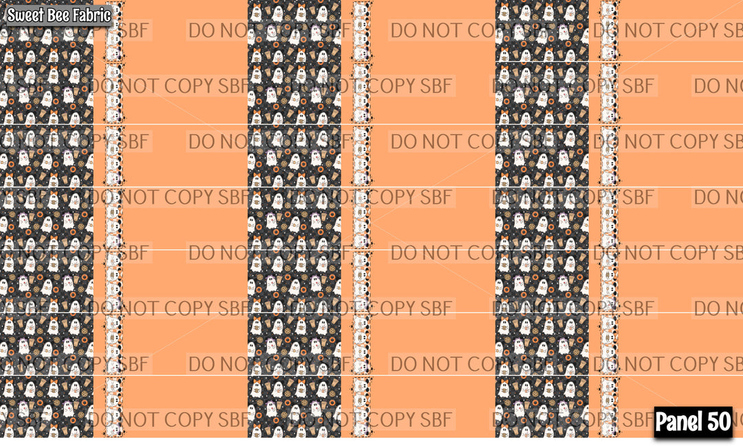 Panel 50 – 21-1 Halloween Ghost printed fabric panel preview