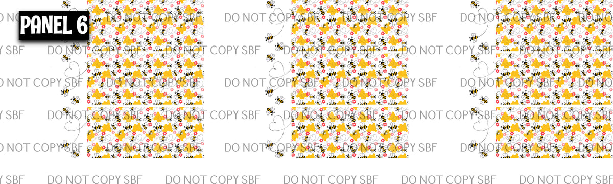 Panel 6 – Bumble bees 5in printed fabric panel preview