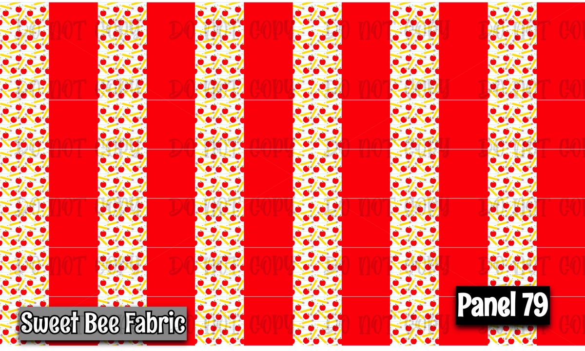 Panel 79 – Apples Pencils School Scrunchie printed fabric panel preview