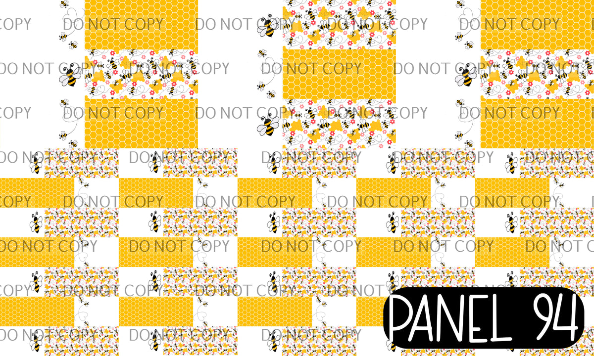 Panel 94 – Bee 1 Bee 2 5in 3in printed fabric panel preview